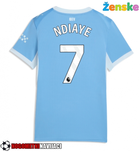 Ženske Nogometnih dresov Manchester City Iliman Ndiaye #7 Domači 2026-27 Kratki rokavi Ženske Nogometnih dresov Manchester City Iliman Ndiaye #7 Domači 2026-27 Kratki rokavi